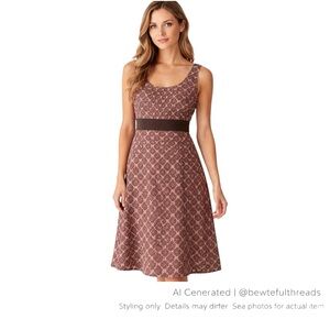 Taifun US 8 Pink Brown Cottagecore Midi Dress Silk Blend Smocked